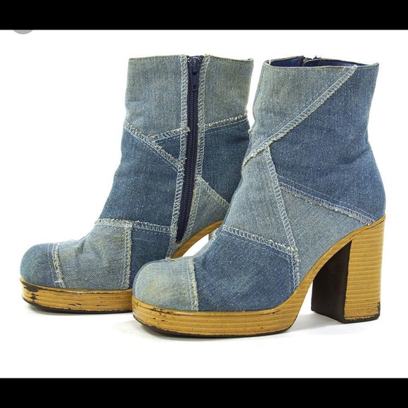 ISO denim patchwork boots - Picture 2 of 2